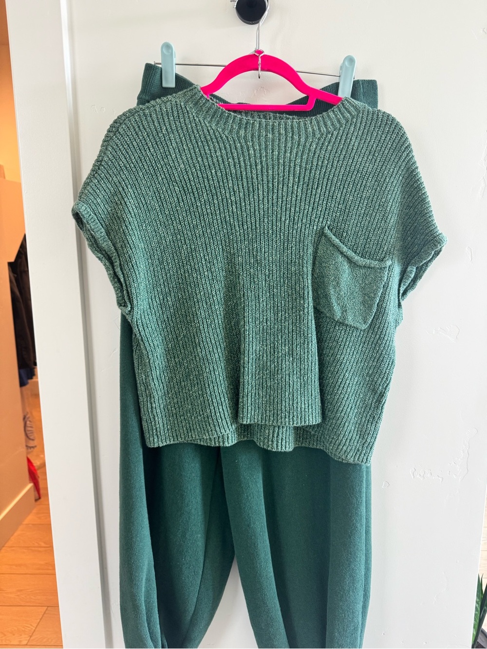 Free People Sage Green Ribbed Scoop Neck Crop Sweater